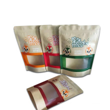 Snack Food Packaging Bag Cartoon With Transparent Window Kraft Paper Printing Bag